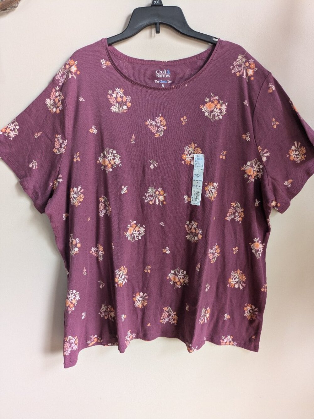 croft and barrow womens mauve floral short sleeve shirt #393